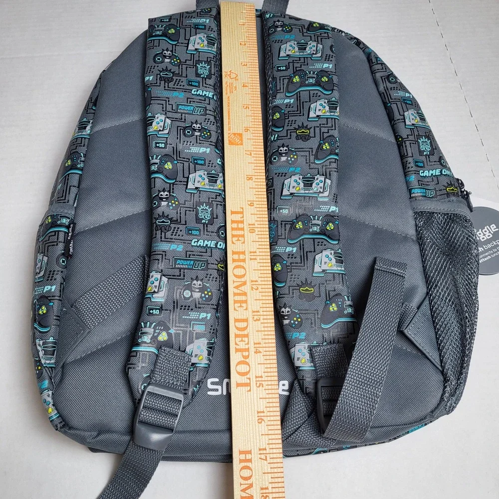 Smiggle Game On Epic Backpack Kids Gray‎ Blue Controller Gamer School Bag NEW